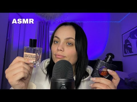 ASMR showing you my perfumes 🤍 whispering and glass tapping