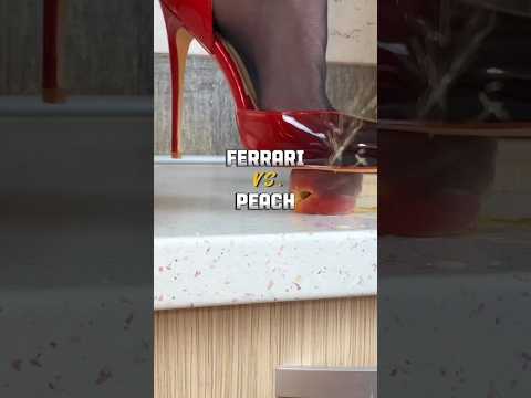 Ferrari vs. Peach! Oddly Satisfying High Heel Crushing Food! ASMR