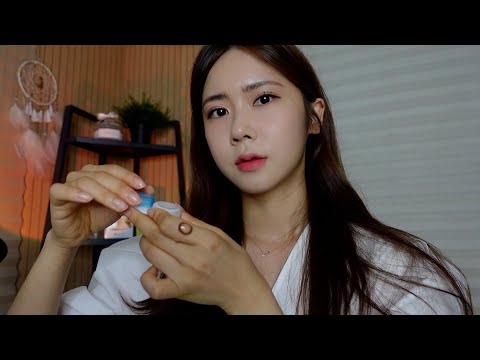 ASMR.sub 비오는 날,렌즈 제거 안구 세척해드리는 상황극 | 비주얼트리거 | 빗소리 | 핀셋  | 라텍스장갑