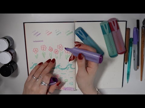 [ASMR] sketching and doodling ~ soft spoken, writing sounds