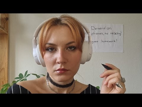 ASMR emo girl in detention does your eyeliner (slow talking)
