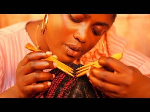 ASMR Scalp Scratching on Braids | Super Attentive Whispers