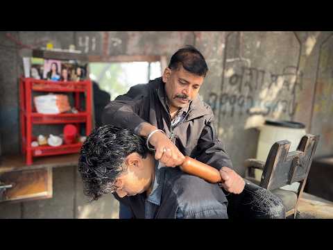 Dinesh Barber HEADACHE & BODY PAINKILLER Street Massage | With Relaxing Wooden Tools | ASMR Gautam