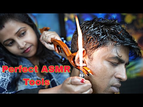 She Using Perfect Tools For Relaxing ASMR Head Massage | Fire Massage By Lady Barber
