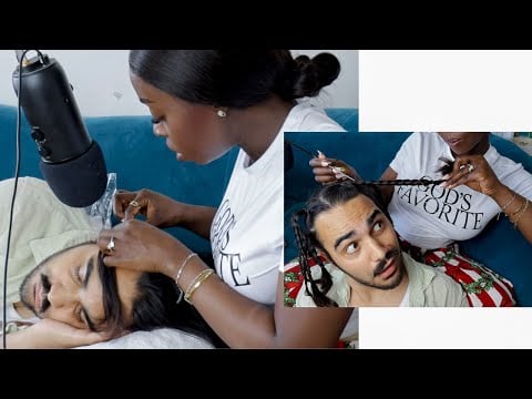 Soft VERY ATTENTIVE hair braiding, parting,nitpicking, soft combing for insomnia cure