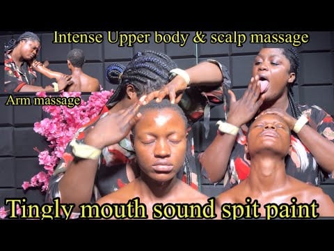 Asmr fake spit painting intense upper body massage, ultimate tingly sensation for sleep 