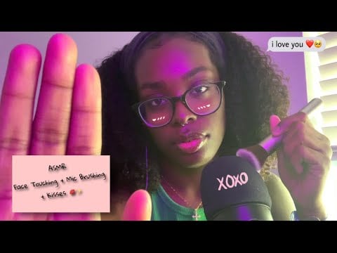 ASMR • Kisses + Face Touching 💋💆🏾‍♀️ (mic brushing, hand movements, up close whispering, kisses)