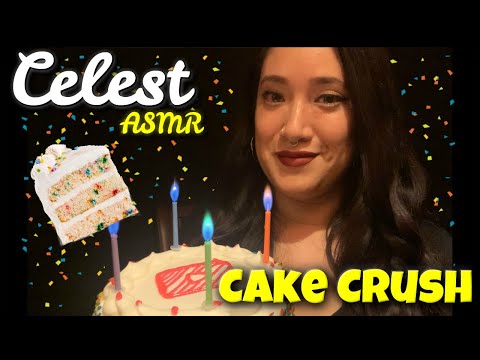 CAKE CRUSHING ASMR  | CONFETTI CAKE CRUSH AND TASTE | Celest ASMR