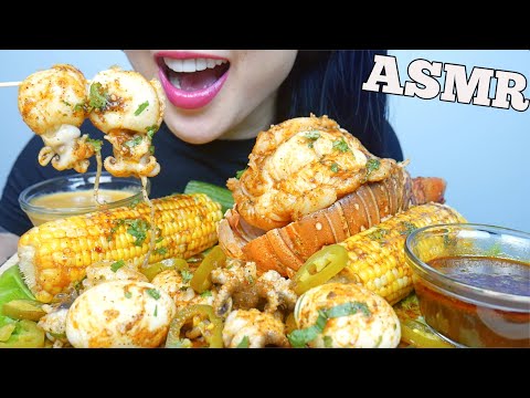 ASMR SEAFOOD BOIL *GIANT LOBSTER TAIL + CUTTLEFISH + OCTOPUS (EATING SOUNDS) NO TALKING | SAS-ASMR