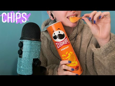 ASMR Eating Paprika Pringles (Potato Chips)