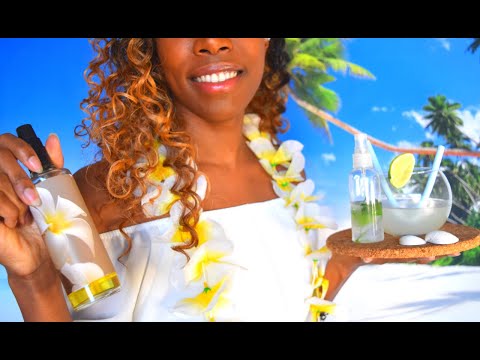 ASMR Fr🌴TON VOYAGE A TAHITI🌴SPA de Rêve, Monoï, Soin frais au paradis (layered sounds)