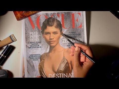 ASMR | APPLYING MAKEUP TO MAGAZINE COVERS