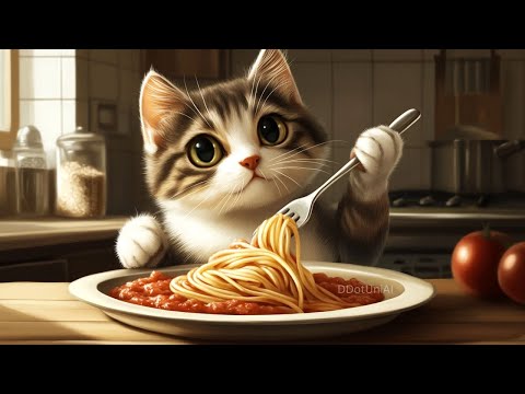 #cat #kitten #cooking Kitten Making Spaghetti