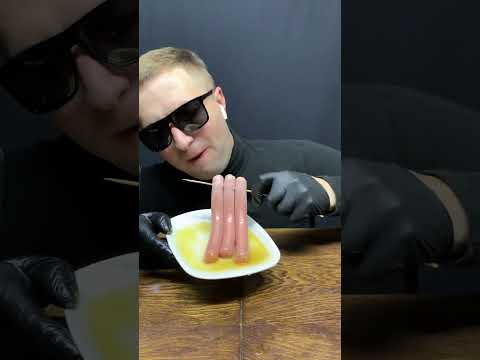 Food ASMR Eating a Sausage and other snacks & HONEY!  #shorts