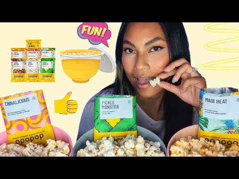 ASMR Eating Opopop Popcorn , Food Review , Fun Flavors , Crunchy Eating Mouth Sounds