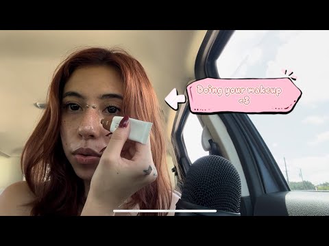 ASMR Fast & aggressive doing your makeup in my car ☀️ (mouth sounds & hand movements)