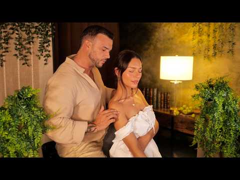 ASMR Back Tracing & Oil Massage with @calmmoonasmr (Fingers Through Hair) Real Person ASMR for Sleep