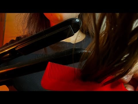 ASMR doing your hair 🧝🏼‍♀️ ꫂ❁🎀 brushing, straightening, parting & invisible clipping - no talking 