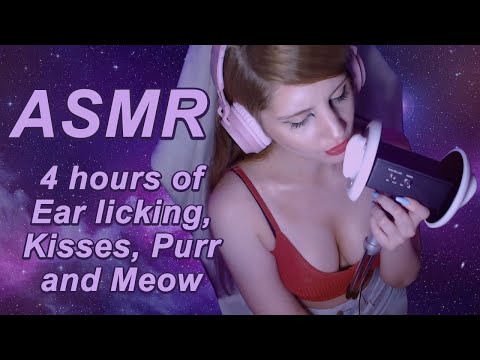 ASMR | Hanging out with me 4 hours of Ear licking, Personal attention, Kisses, Purr and Meow! 👅