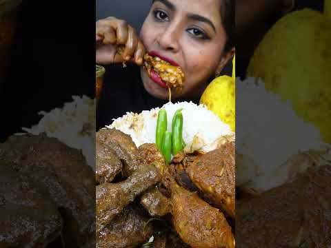 ASMR Eating Spicy Kala Bhuna Whole Chicken Curry,Poori,Rice,Egg Masala Big Bites ASMR Eating Mukbang