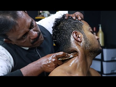 Heavy Oil Ear Finger And Tingly Massage By Big Eyes Barber | ASMR Oil Massage | Neck And Ear Crack
