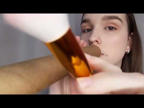ASMR - SONS COM TUBINHO DE PAPEL TOALHA E PINCÉIS NA TELA