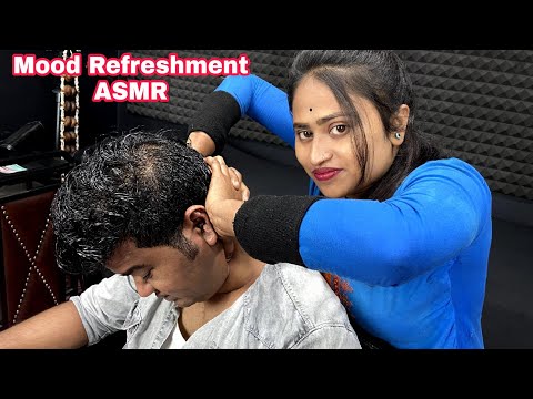Indian Girl Doing Head And Neck Massage With Neck Crack For Mood Refreshment | Binaural Audio ASMR