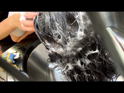 ASMR *Nostalgic* Hair Washing IN THE SINK!! Shampoo + Conditioner w. Running Water (SO COMFORTING)!!