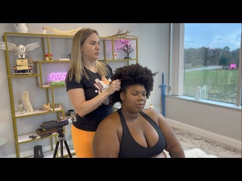 Relaxing Scalp Massage with Big JUICY back cracks!