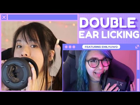 Double Ear Licking to MELT your Brain Feat. emilyuwo ASMR Split Screen