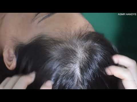 ASMR hair sounds of scalp scratching, hair parting and combing for reduce stress