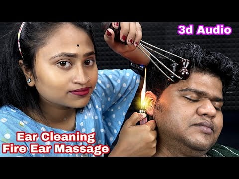 ASMR Ear Massage With Fire By Female Barber Pakhi | Neck Cracking Head Massage ASMR
