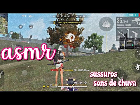ASMR FF - JOGANDO COM BOT - SUSSUROS E SONS DE CHUVA 🌧️