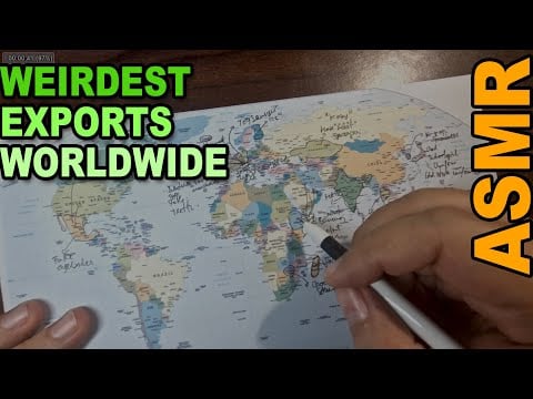 ASMR Maps: Tracing Countries With the Most Bizzare Exports | ASMR map tracing + facts