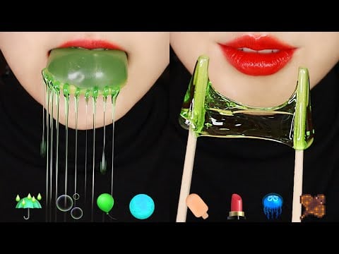 HOLEY WAX CANDY HONEY JELLY ASMR GREEN FOOD ASMR NERI AME CANDY ASMR EMOJI FOOD ASMR 💚