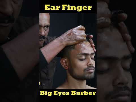 Love This Foch Foch Sound | ASMR Ear Finger By Big Eyes Barber | Neck Crack | Ear Crack ASMR #shorts