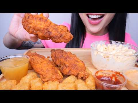 MAC AND CHEESE + CHICKEN TENDERS (ASMR EATING SOUNDS) LIGHT WHISPERS | SAS-ASMR