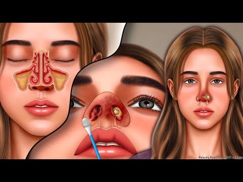 Nasal Sinus Cleaning And Nose Piercing Treatment Animation, Relaxing ASMR Animation. ASMR animation