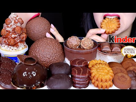 ASMR GIANT FERRERO ROCHER, PROFITEROLES, CHOCOLATE DOME MOUSSE CAKE, MARSHAMALLOW, YAKGWA, KINDER 먹방