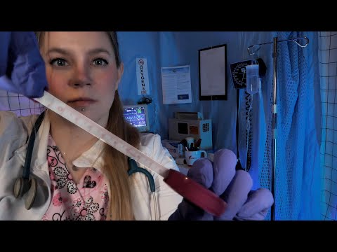 ASMR Hospital Night Nurse Exam | Skin Exam, Lymphatic Massage, Face Measuring