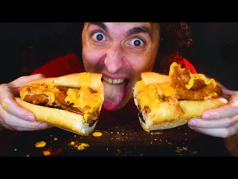 CHEESY KIMCHI HOT DOGS ONION RINGS AND SEAWEED ! * ASMR NO TALKING MUKBANG * NOMNOMSAMMIEBOY