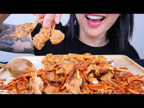 CRUNCHY FRIED BABY CRABS + FRIED CHILI (ASMR EATING SOUNDS) LIGHT WHISPERS | SAS-ASMR