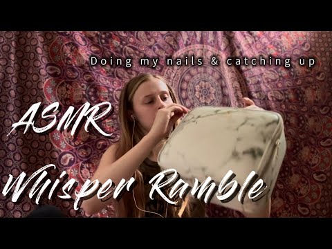 ASMR- Whisper Ramble with Rain Spunds In Background- Personal Attention Doing My Nails🩷🤫