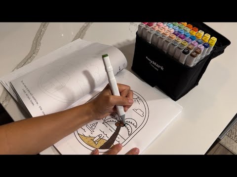 ASMR Coloring Book with Markers | Relaxing Sounds for Sleep & Study | No talking, LoFi