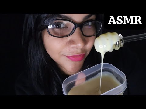 ASMR comiendo leche condensada | ASMR lamiendo leche condensada | cuchara de vidrio