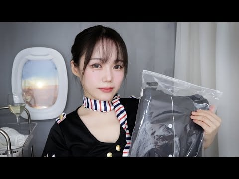 ASMR 편안한 밤을 위한 퍼스트 클래스 비행기✈️(기내식,귀마사지) ㅣFirst Class Flight Attendant Roleplay