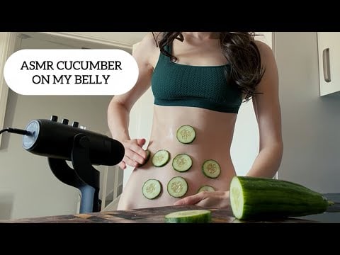 ASMR | Cucumber on my Belly (tapping, whispering, sticking, etc.)