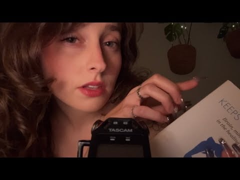 ASMR trigger words and mouth sounds with gentle tapping (tascam)