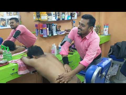 High pressure body & head massage with neck crack by Indian barber | tingles ASMR massage