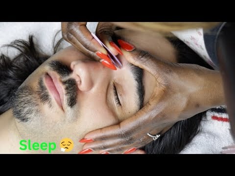ASMR FASTEST SLEEP tweezing his eyebrows 😮‍💨